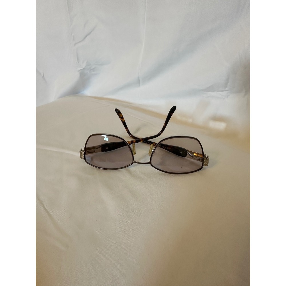 Lady M Collection Rhinestone Hinge Tortoiseshell Sunglasses Brown Tint